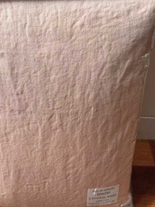 100% linnen dekbedovertrek 260x240 met slopen Poederroze, Huis en Inrichting, Slaapkamer | Beddengoed, Ophalen of Verzenden, Ademend