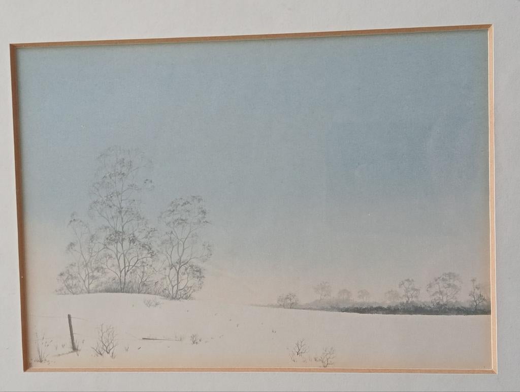 Prent winterlandschap, Antiek en Kunst, Ophalen of Verzenden