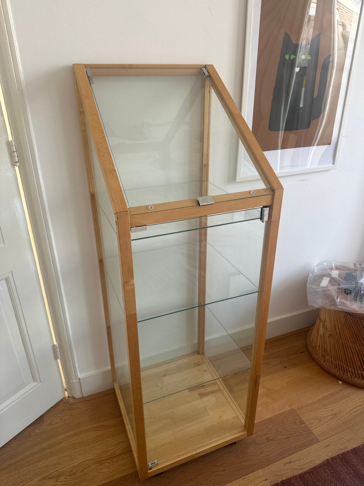 Vintage IKEA vitrinekast - Hout en Glas, Ophalen, Met plank(en), Minder dan 50 cm, Gebruikt