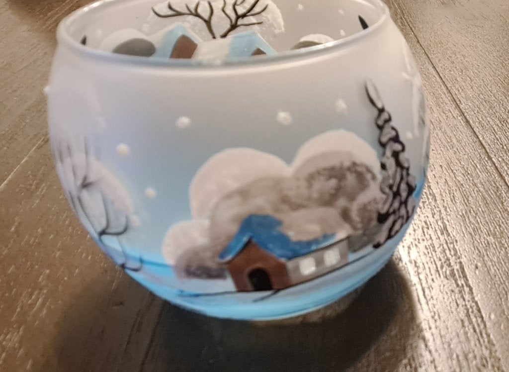 mooi winters waxine lichtjes houder, Ophalen of Verzenden, Zo goed als nieuw