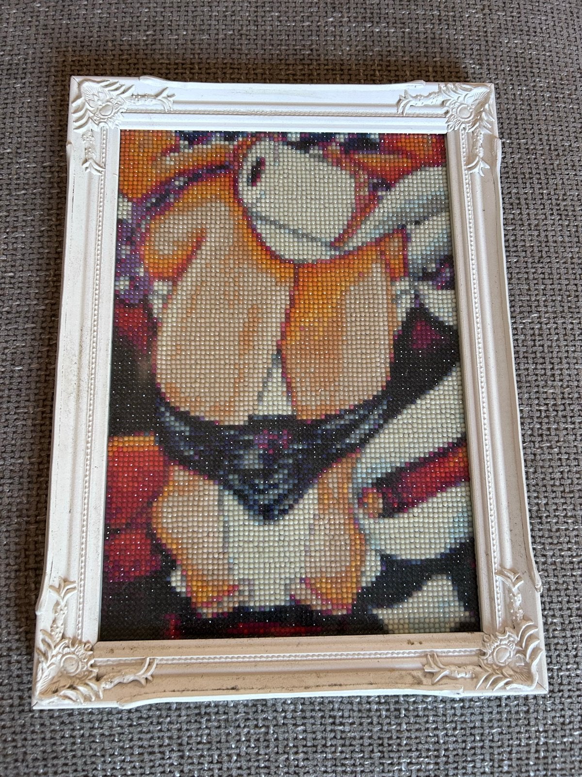 Barokke lijst met diamond painting, Met sierrand, Zo goed als nieuw, Wit, Hout