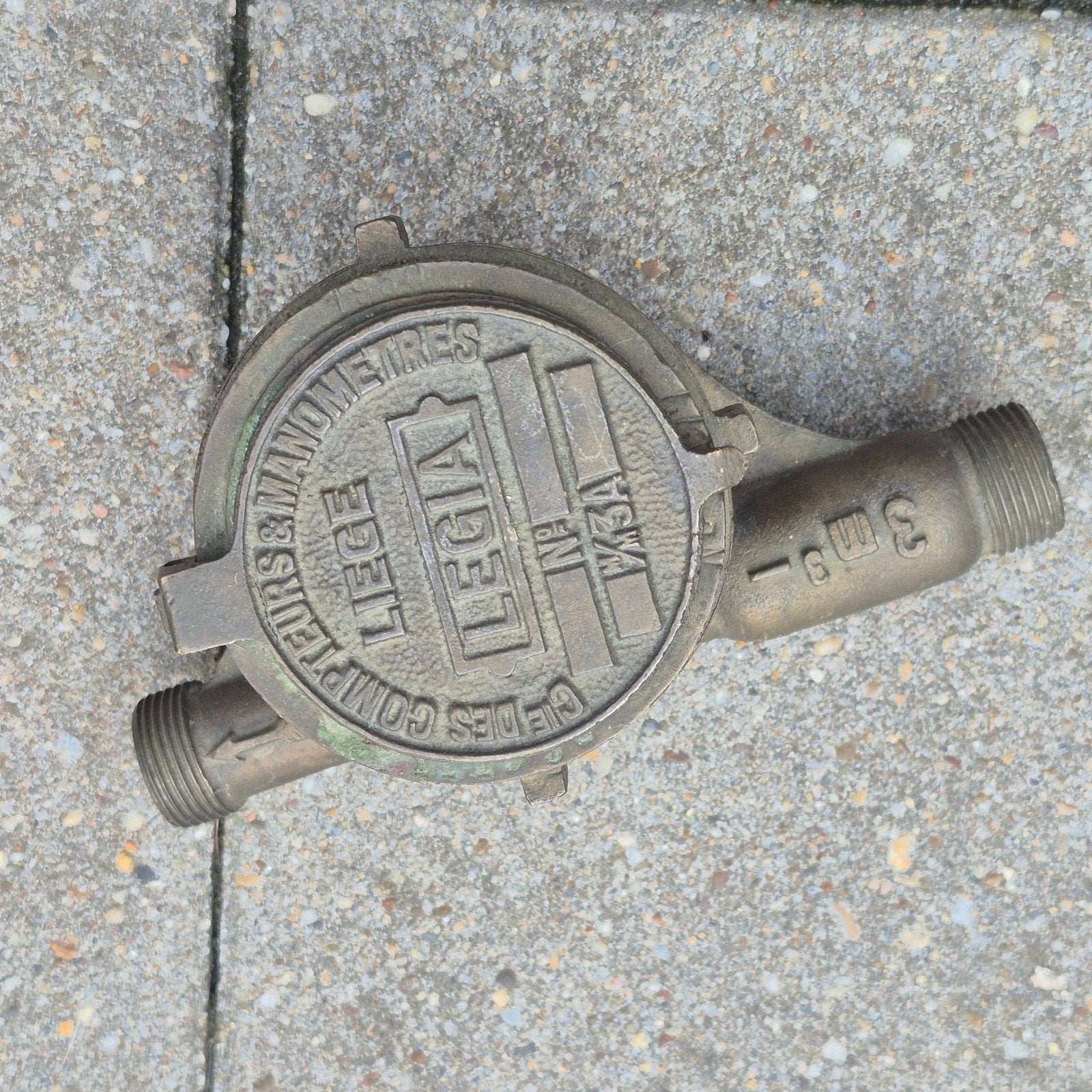 Antieke Legia watermeter - messing, 3m³/h, Doe-het-zelf en Verbouw, Meetapparatuur, Ophalen of Verzenden