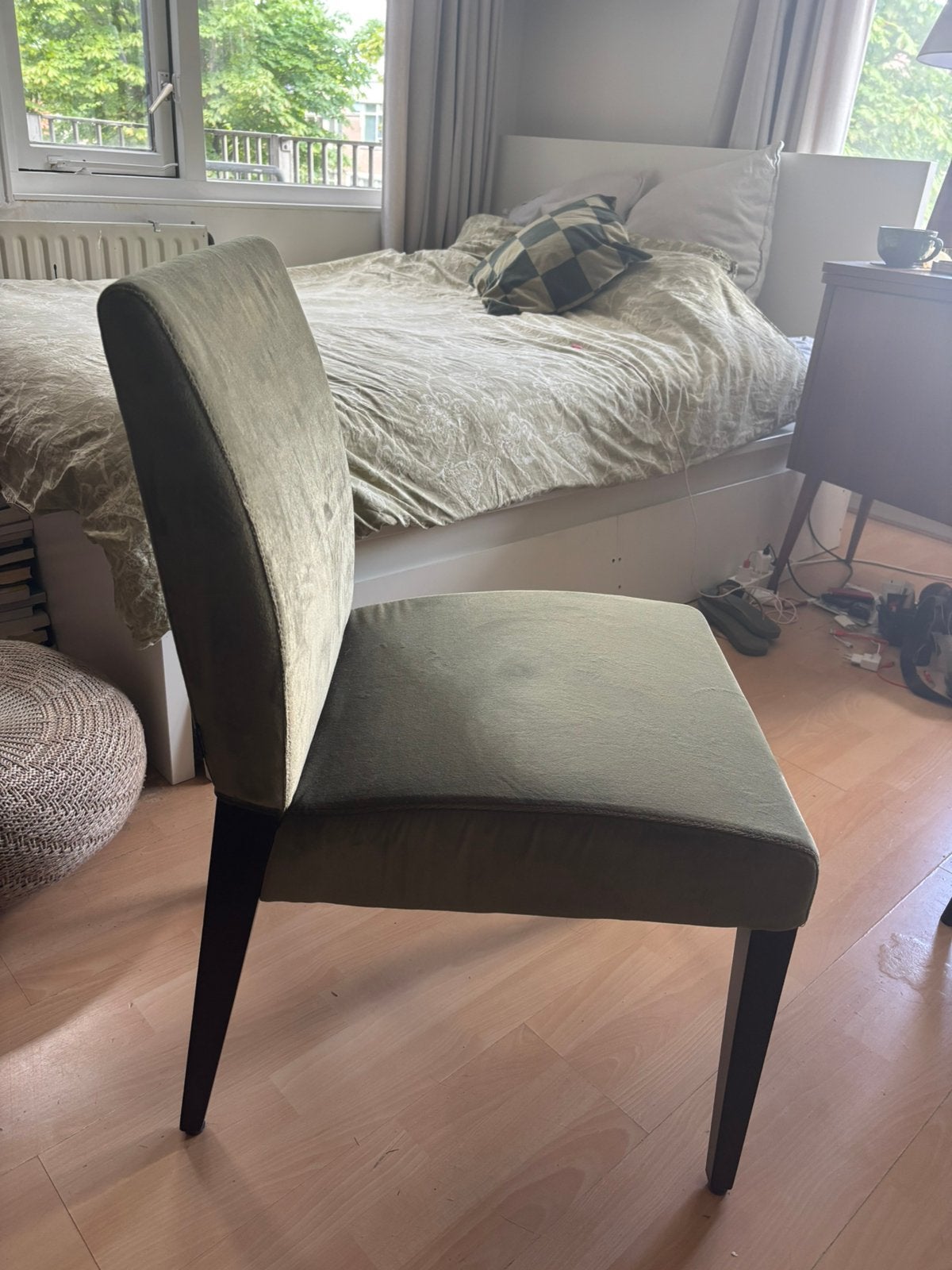 Velvet groene stoel, Ophalen, Overige kleuren, Zo goed als nieuw, Eén