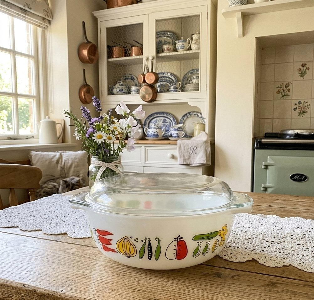 Vintage JAJ Pyrex Ovenschaal "Harvest" - 25 cm - Met Deksel, Ophalen of Verzenden