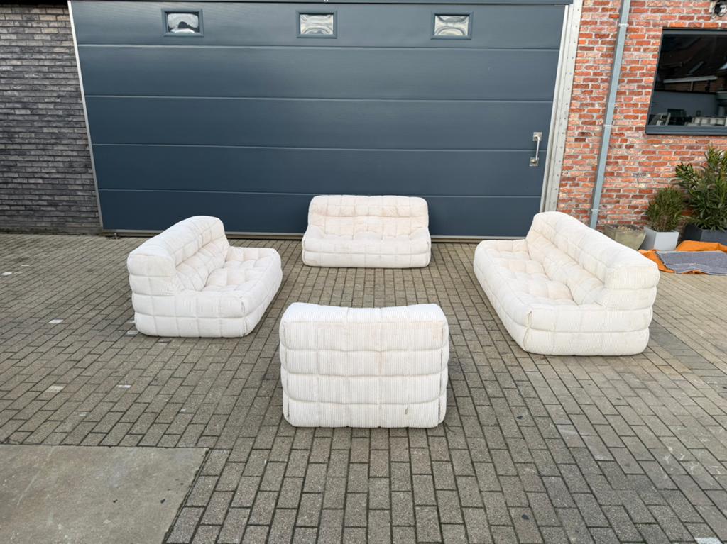 Ligne Roset Kashima Beige Corduroy 3z, 2x 2z, 1z 10/10 staat, Huis en Inrichting, Ophalen of Verzenden, Togo knoll vitra artifort b&b italia cassina sede leolux edra