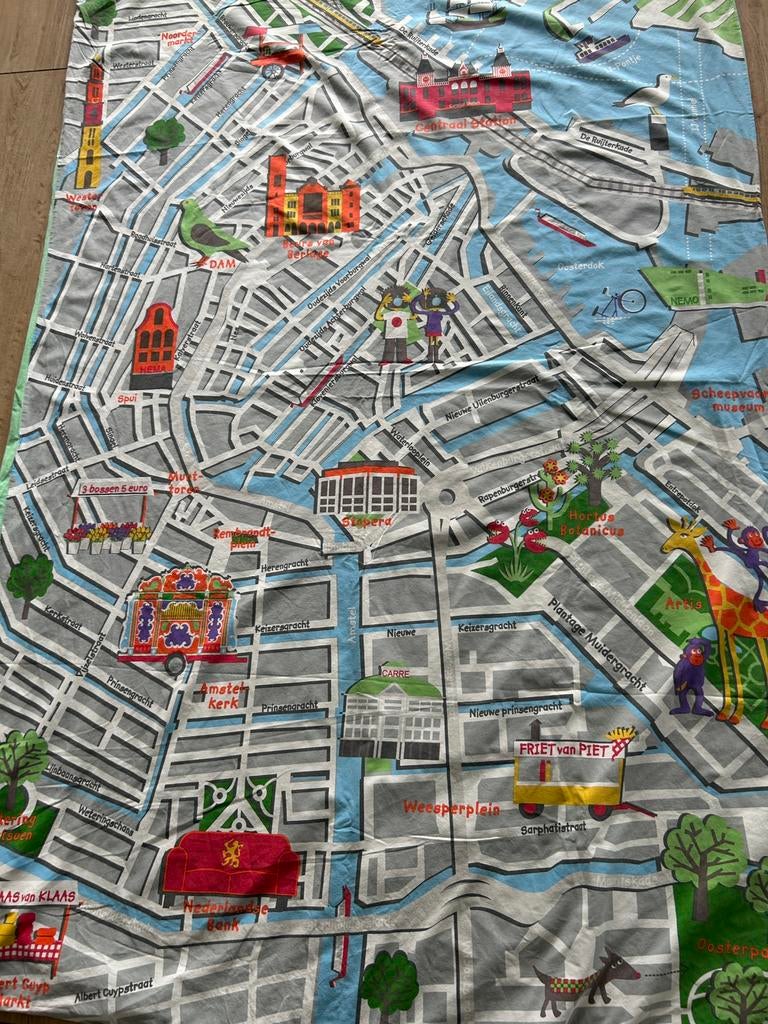 Dekbedovertrek plattegrond centrum Amsterdam (1 persoons), Ophalen, Gebruikt, Overige kleuren, Jongetje of Meisje