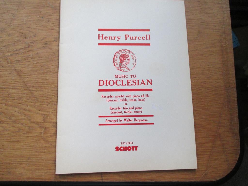 MUSOIC TO DIOCLESIAN - HENRY PURCELL -BLOKFLUIT, Gebruikt, Ophalen of Verzenden, Blokfluit, Artiest of Componist