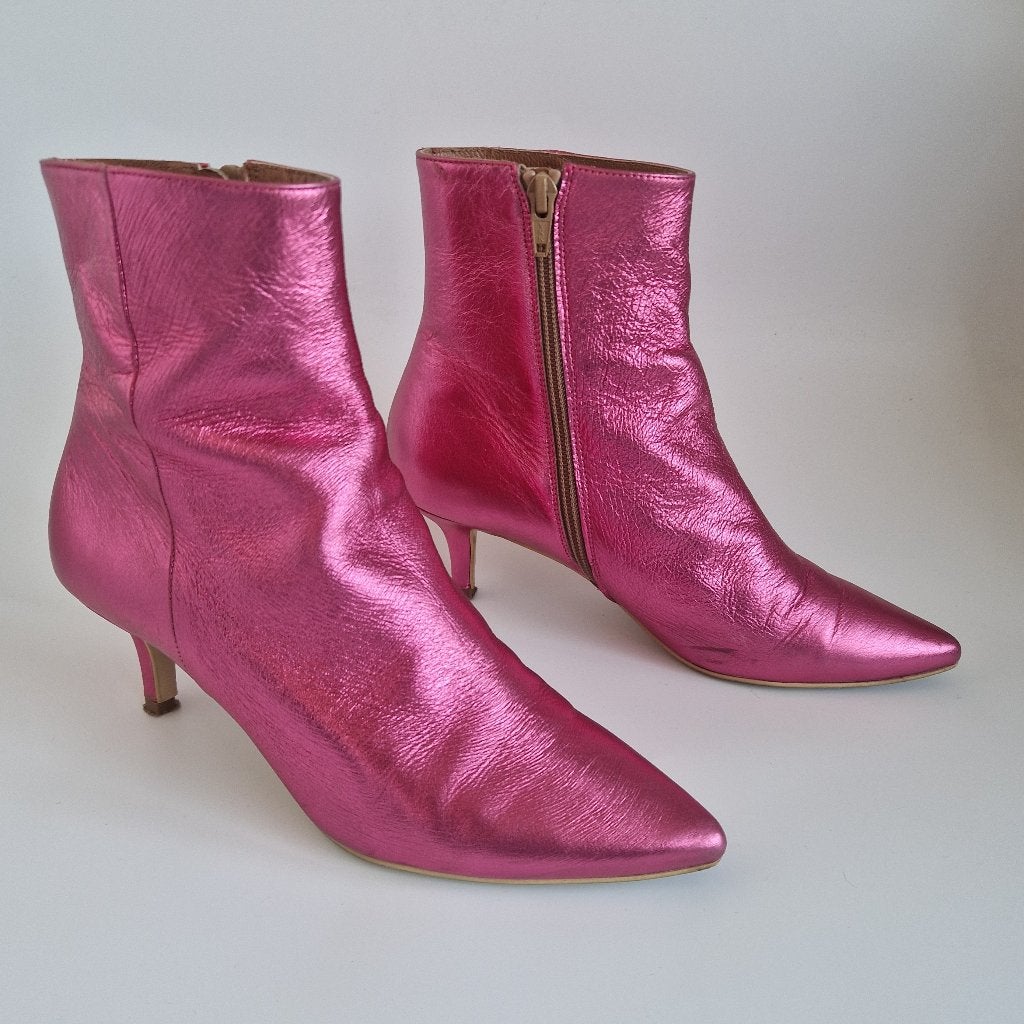 DWRS enkellaarsjes | Maat 38 | Fuchsia/ metallic |, Kleding | Dames, DWRS, Nijmegen, Ophalen of Verzenden, Zo goed als nieuw