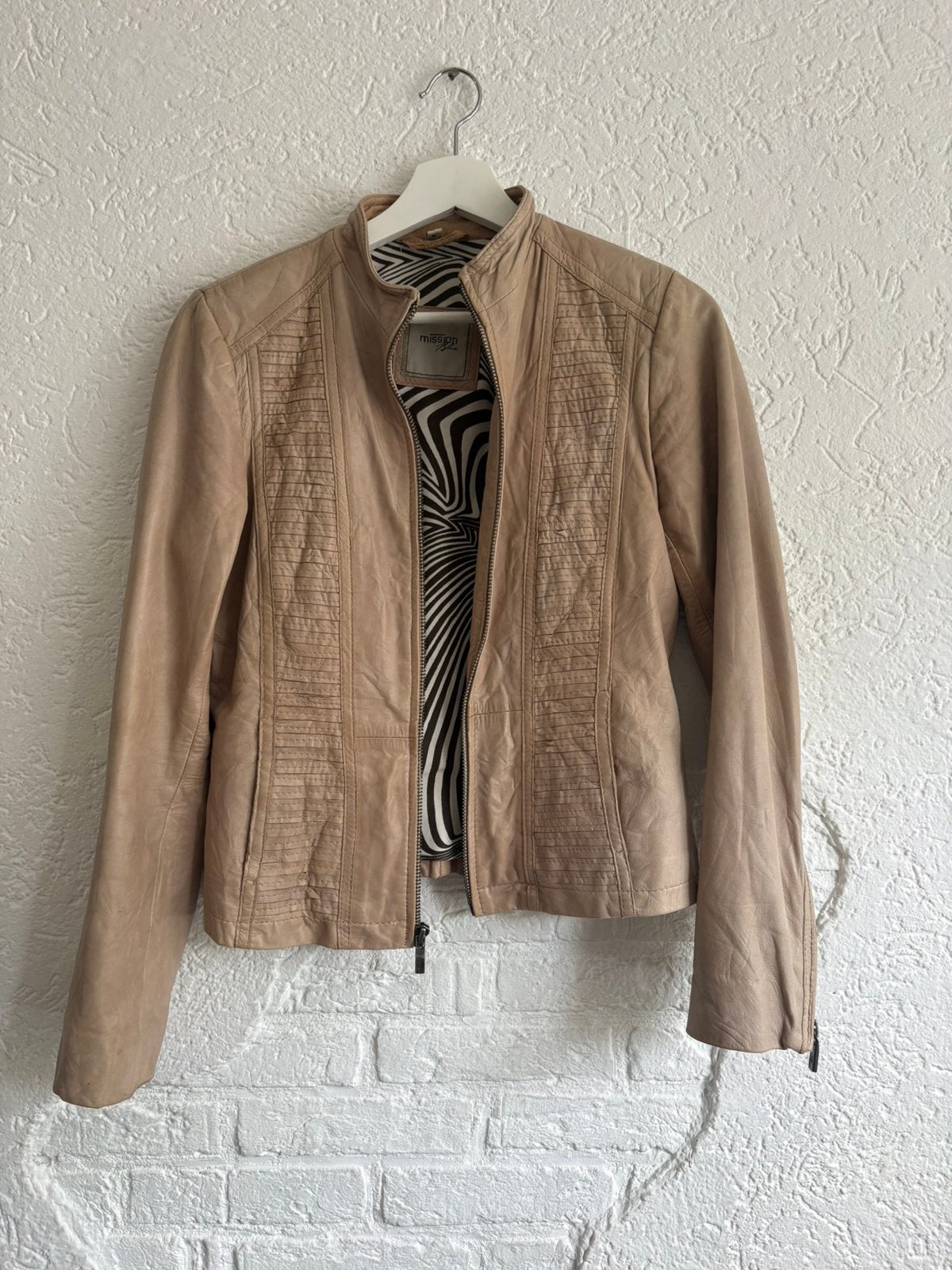 Mission leren jas beige S, Beige, Ophalen of Verzenden, Zo goed als nieuw, Jasje