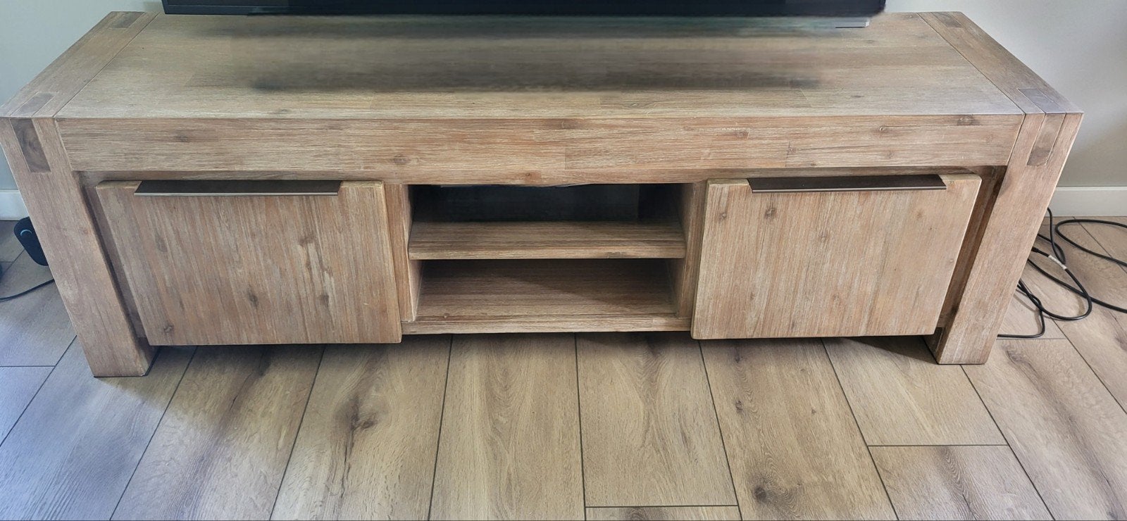 Acacia houten tv-meubel met opbergruimte, Ophalen, Gebruikt, 150 tot 200 cm, Modern landelijk