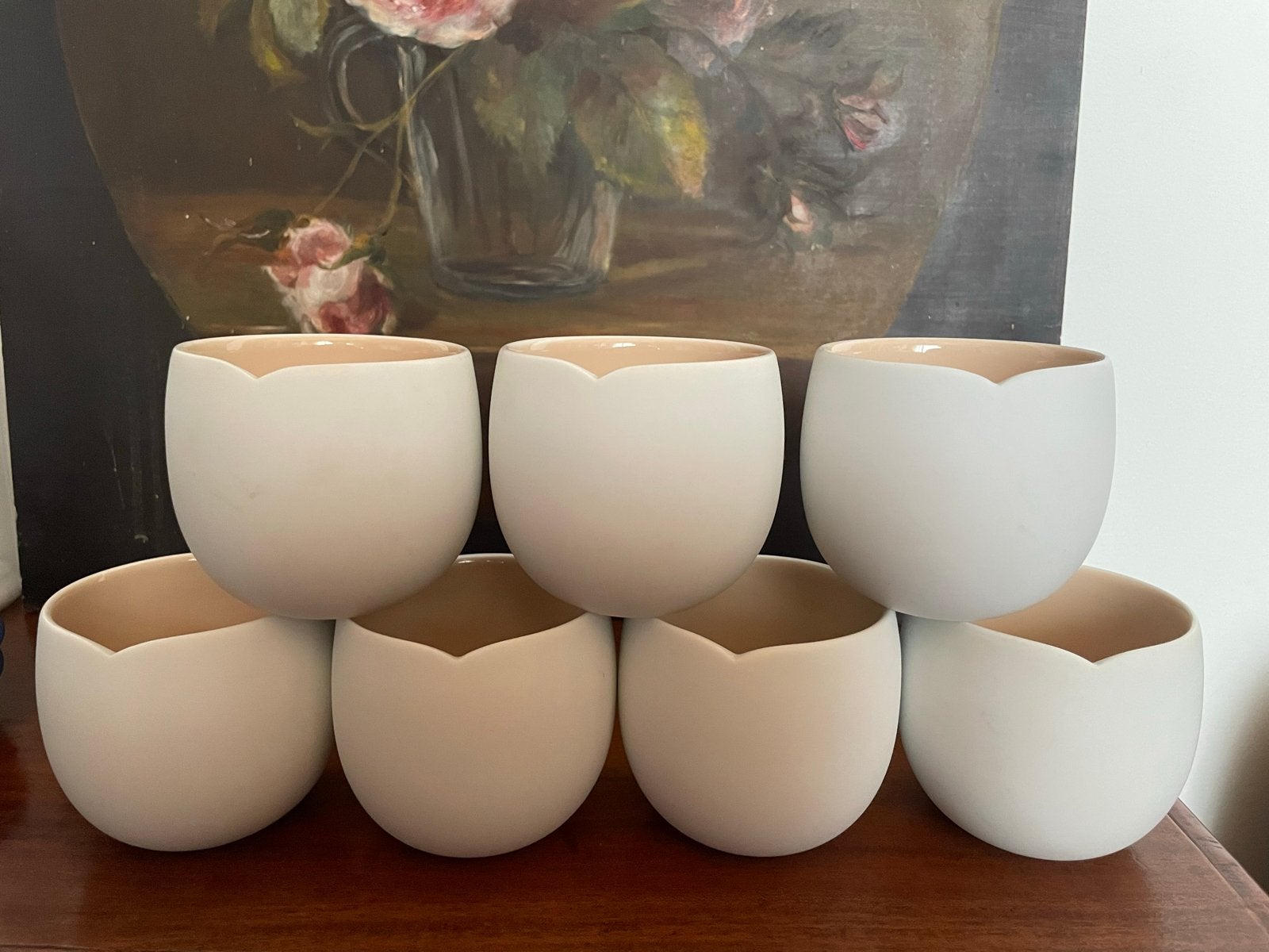 7 Nespresso lungo bekers, Gebruikt, Overige merken, Keramiek, Ophalen of Verzenden