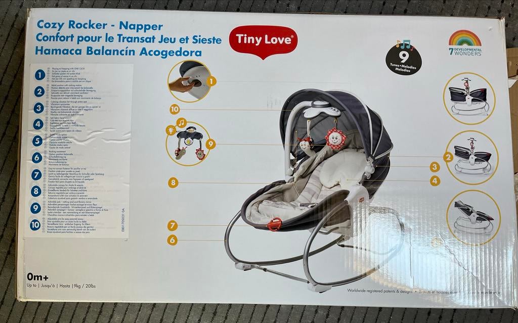 Tiny Love Crazy Rocker Napper - Wipstoel en wiegje in 1, Kinderen en Baby's, Wipstoeltjes, Verstelbaar, Wipstoel, Zo goed als nieuw