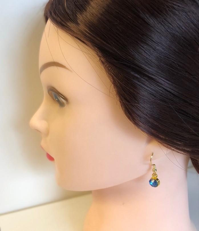 Oorbellen goud 14k gold plated hanger kristal blauw -topaas, Met kristal, Overige materialen, Hangers, Nieuw