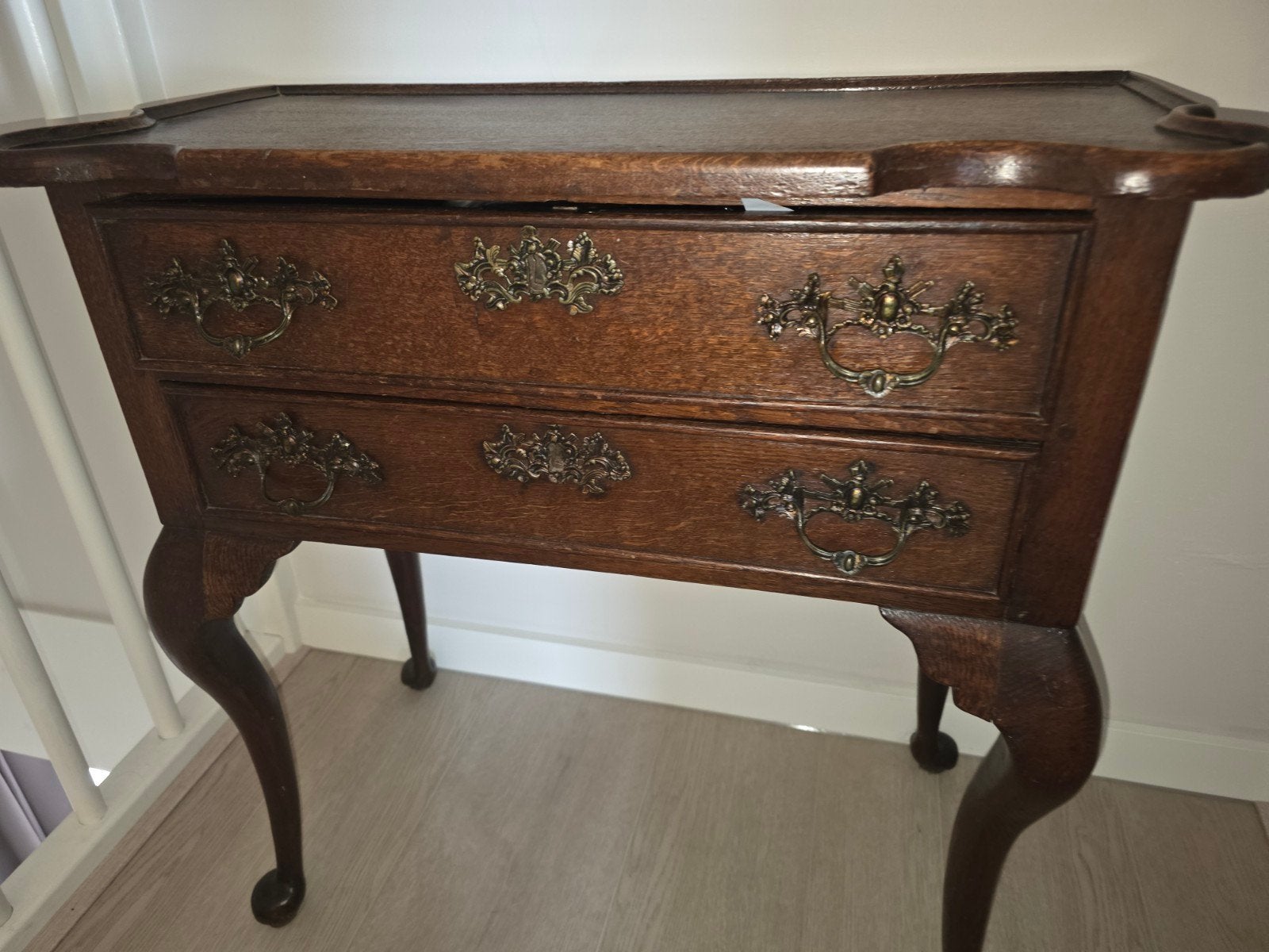 houten tafeltje met lades - D37xB71xH72, Antiek en Kunst, Ophalen