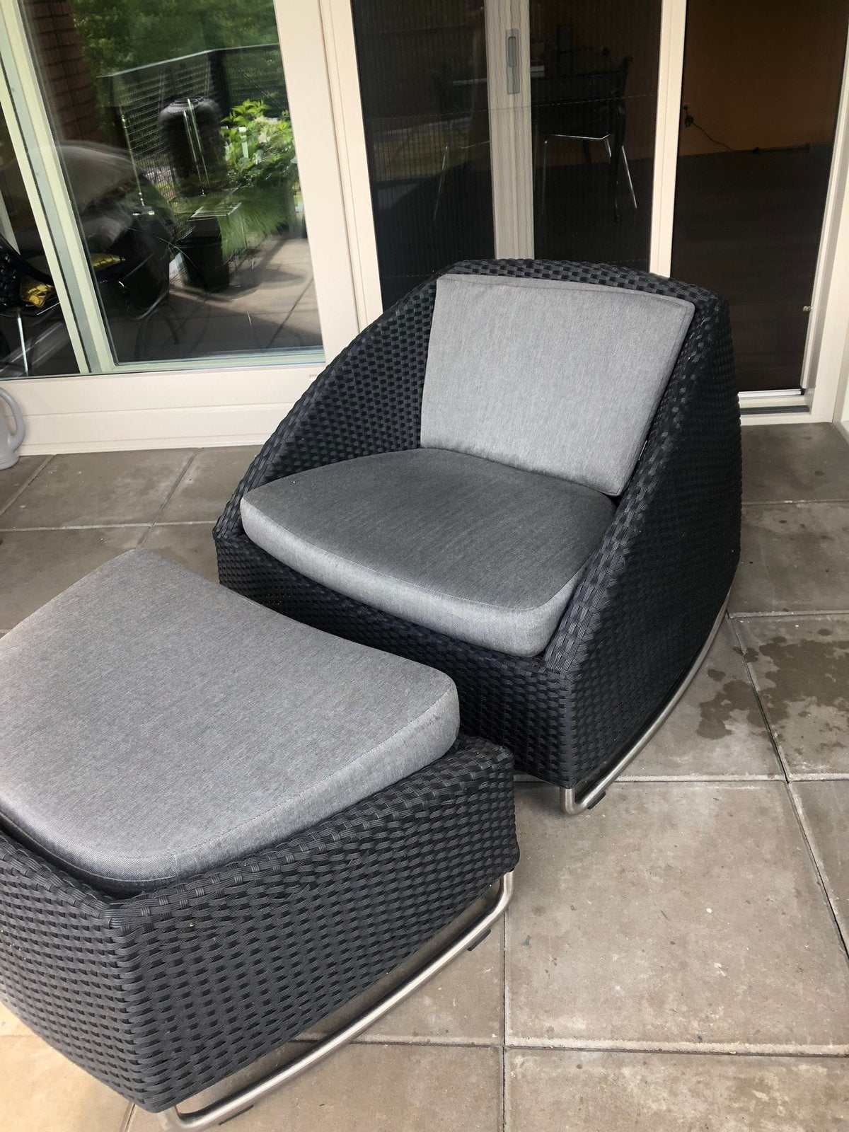 Luxe loungestoel met hocker. Teak&Garden, Tuin en Terras, Tuinstoelen, Ophalen, Zo goed als nieuw, Kunststof