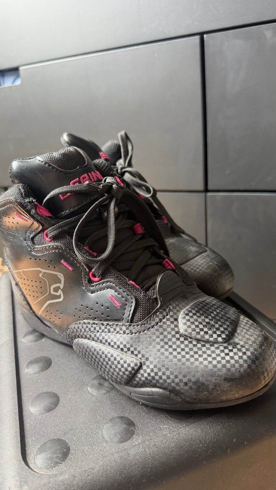 Zwarte BERING motorschoenen met roze accenten maat 36, Motoren, Ophalen, Tweedehands, Laarzen