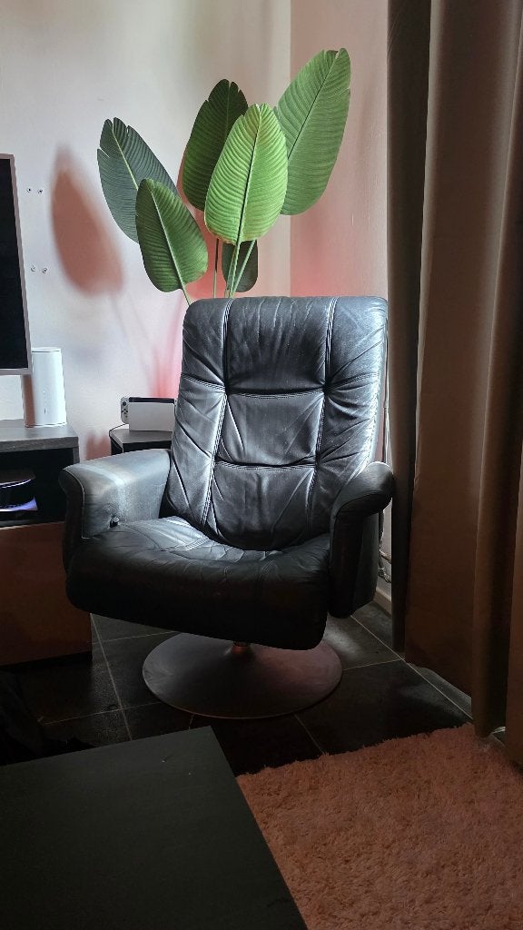 Leren relaxfauteuil / draaistoel, Huis en Inrichting, Fauteuils, Ophalen, Gebruikt, 75 tot 100 cm, Leer