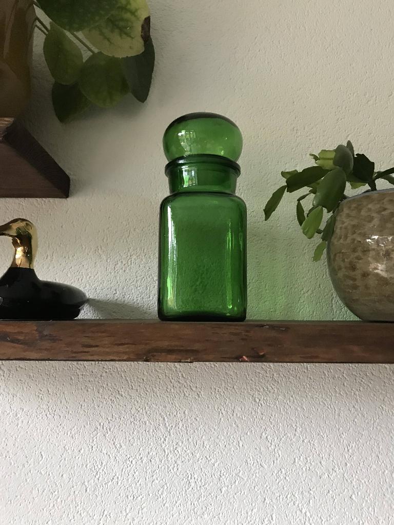 Vintage apothekerspot stolpflessen groen, Antiek en Kunst, Ophalen of Verzenden