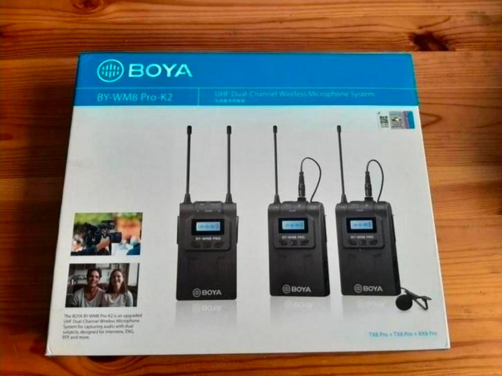 Boya Lavalier Microfoon UHF Duo Draadloos BY-WM8 Pro-K2, Ophalen of Verzenden, Gebruikt, Audio