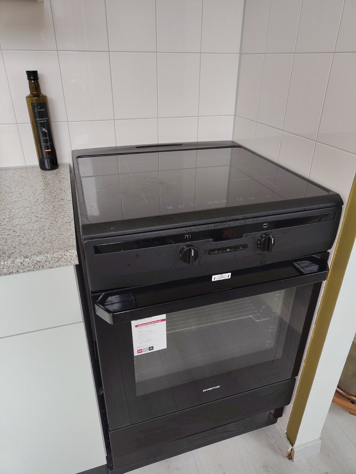 Fornuis. Oven met inductieplaat, Gebruikt, 60 cm of meer, Inductie, Vrijstaand