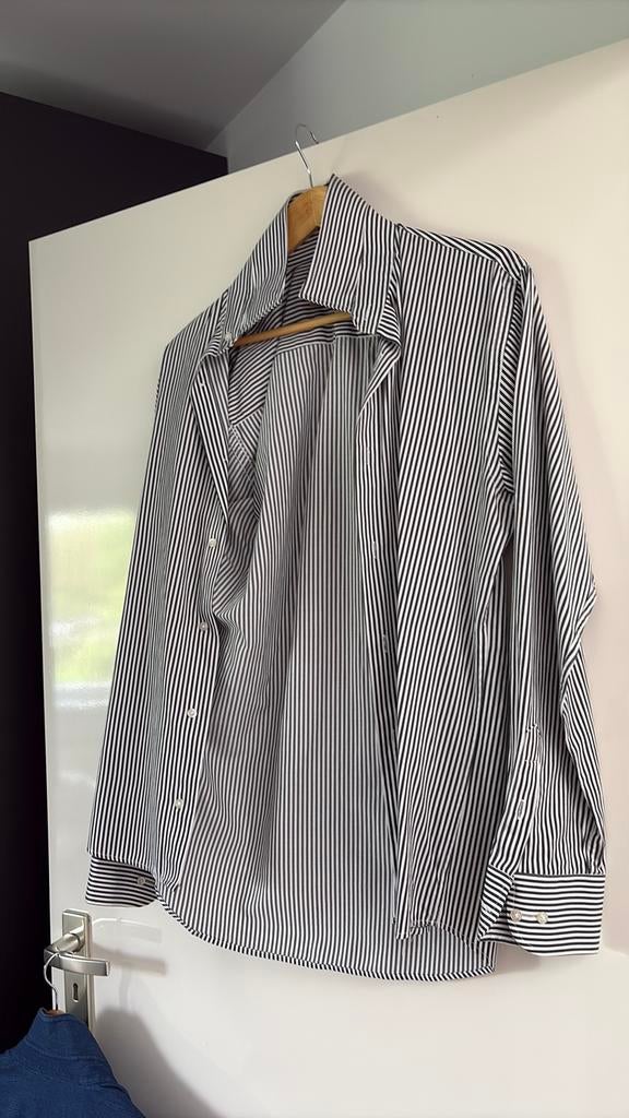 Louis G blouse overhemd maat M of 39/40 of 48/50 zwart wit, Ophalen of Verzenden, Zo goed als nieuw, Zwart, Halswijdte 39/40 (M)