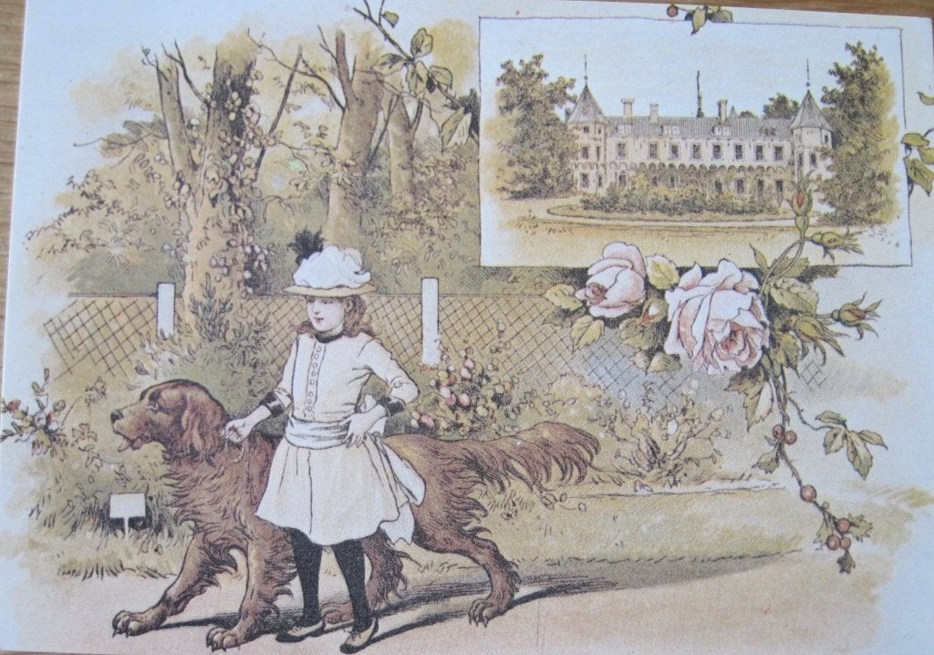 Illustratie uit de jeugd van Wilhelmina - met de hond, Verzamelen, Ophalen of Verzenden, Voor 1920, Gelopen, Overige thema's