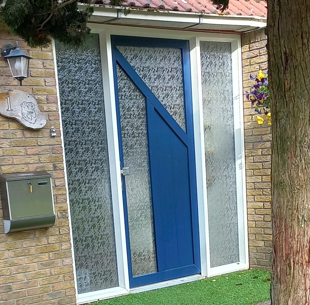 Kunststof buitendeur met kozijn 210 breed 225 hoog, Kunststof, Gebruikt, Deurkozijn, Ophalen of Verzenden
