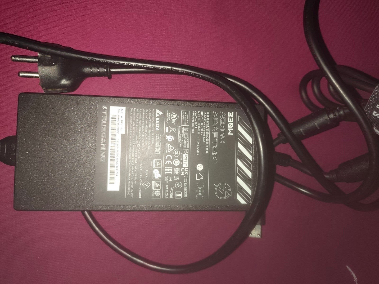 MSI 330W AC/DC Adapter - Oplader voor Gaming Laptop, Ophalen of Verzenden, Zo goed als nieuw, MSI