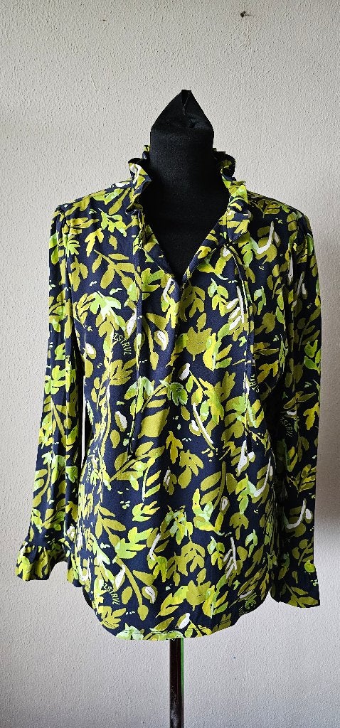 Zoso Travelstof Blouse met Bladprint - Maat XL (22725), Meerkleurig, Maat 46/48 (XL) of groter, Ophalen of Verzenden, Gedragen