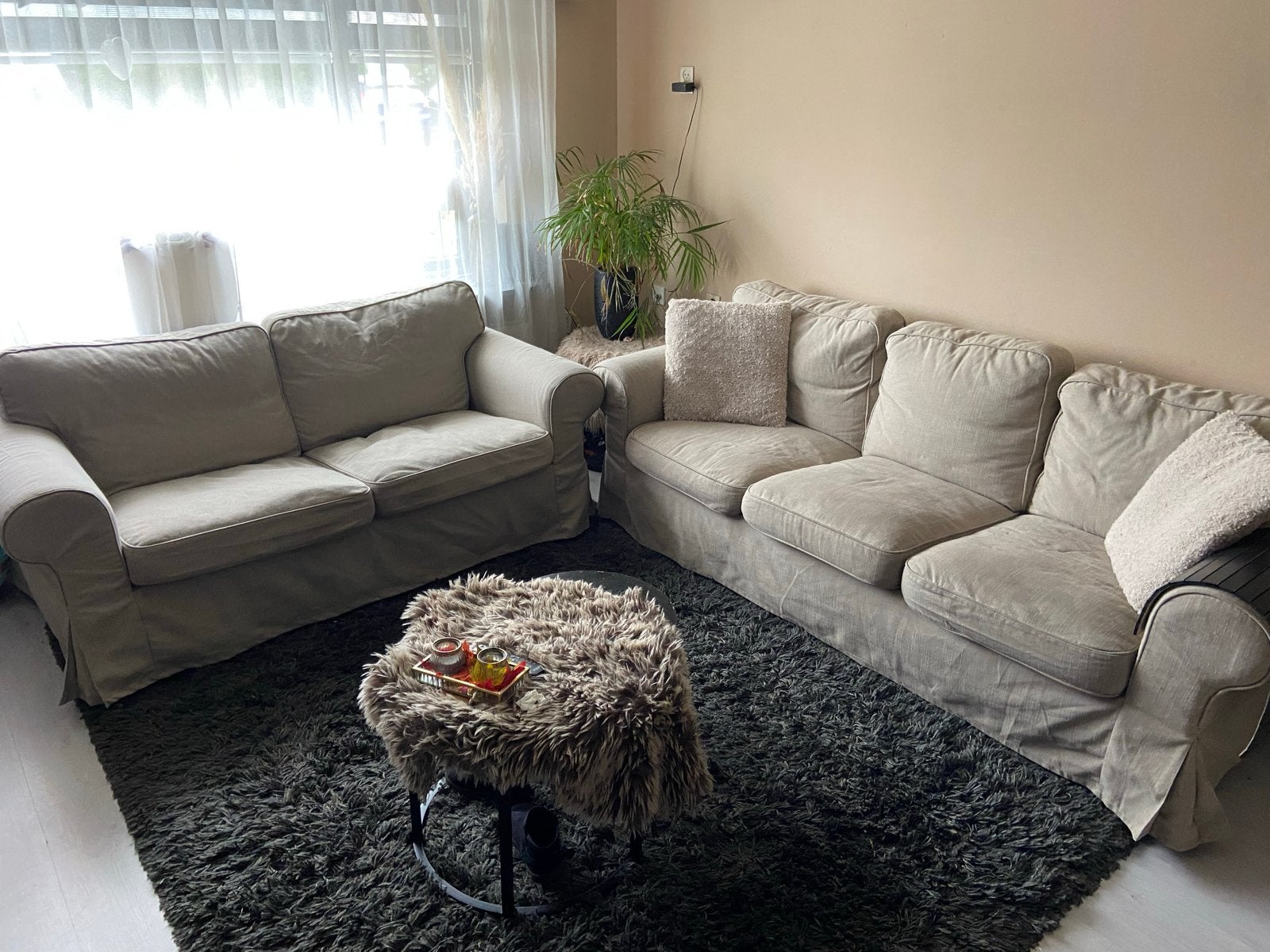 IKEA Ektorp 2- en 3-zitsbankstel met afneembare hoezen, 250 tot 300 cm, Gebruikt, 100 tot 125 cm, Tweepersoons