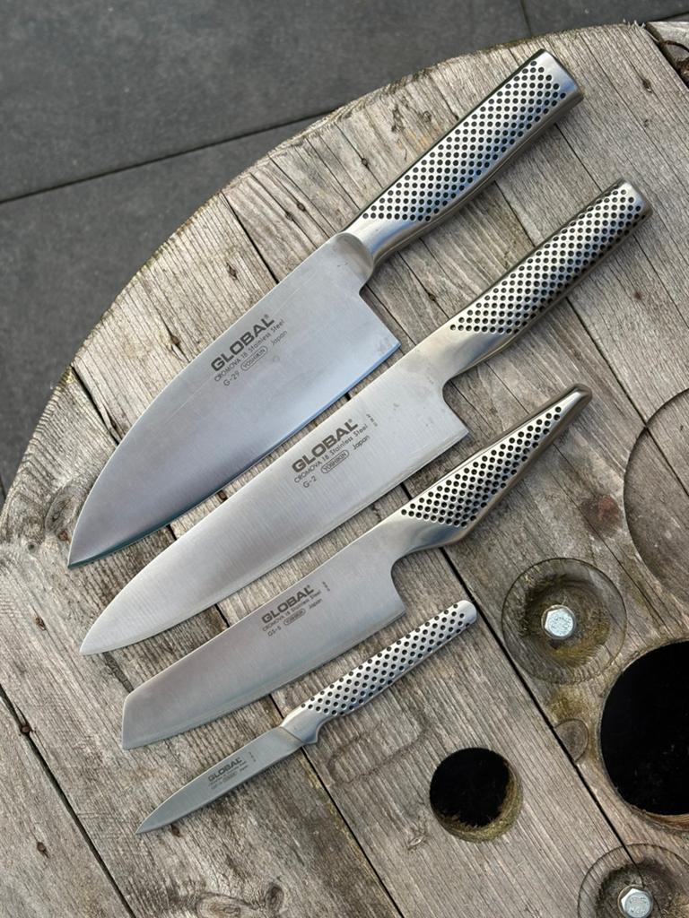 Global messenset: G-29, G-2, GS-5 & GSF-15, Ophalen of Verzenden, Gebruikt, Rvs of Chroom, Los bestek