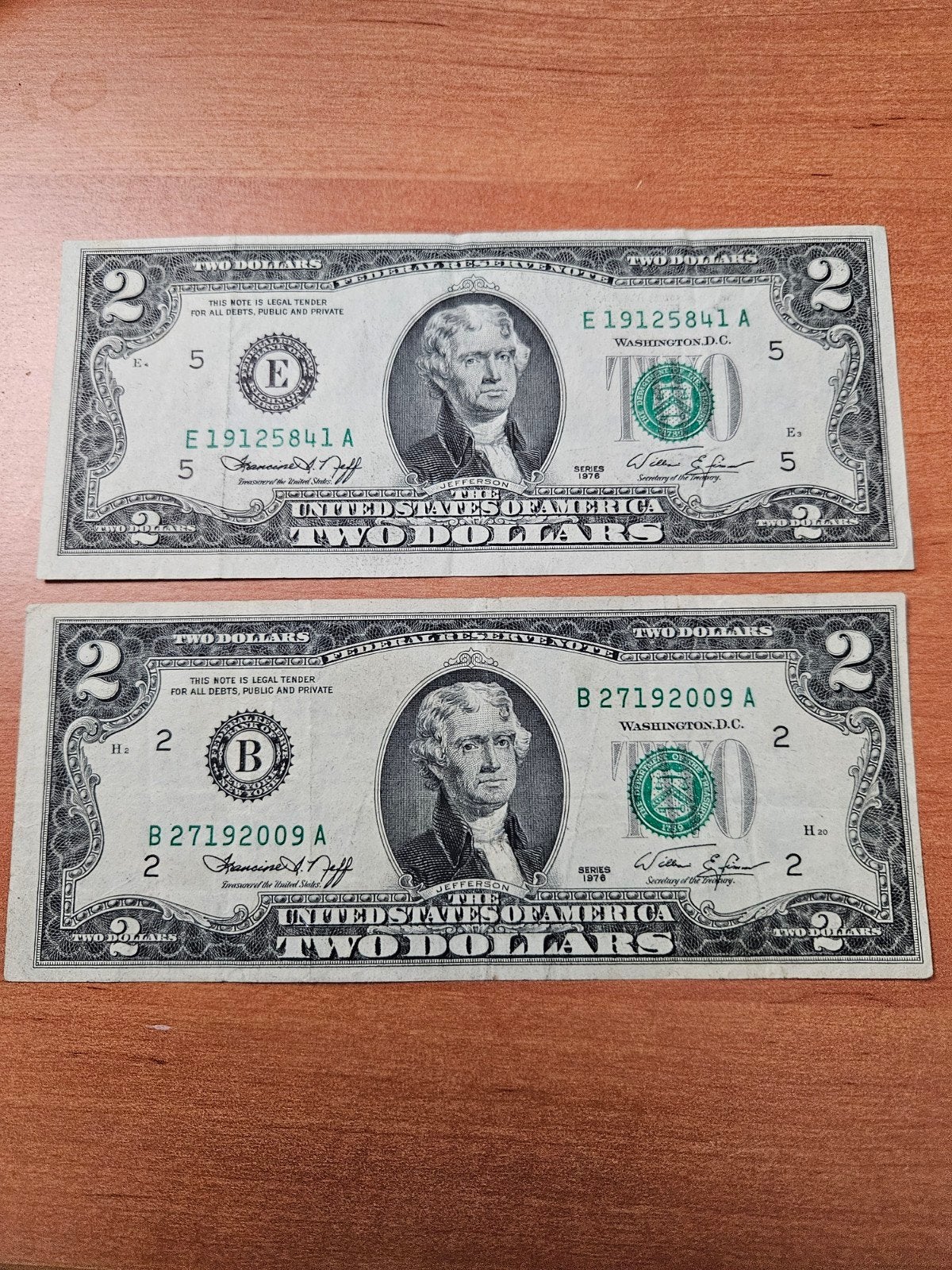 2x 2 dollars USA 1976 jaar set, Ophalen of Verzenden, Noord-Amerika, Setje