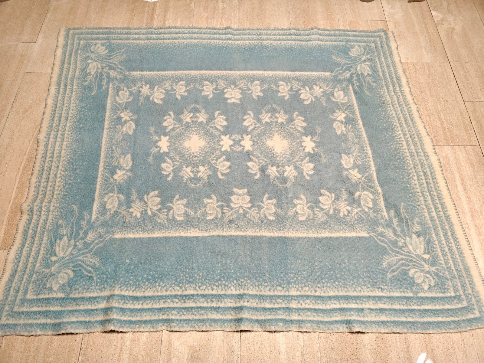 wollen deken 2 persoons, Blauw, Tweepersoons, Ophalen of Verzenden, Deken of Dekbed