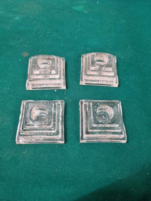 Kandelaars glas vier stuks, Ophalen of Verzenden, 'T Olde Gre-j, Info@toldegrej.nl, Endepoelstraat 20f Didam