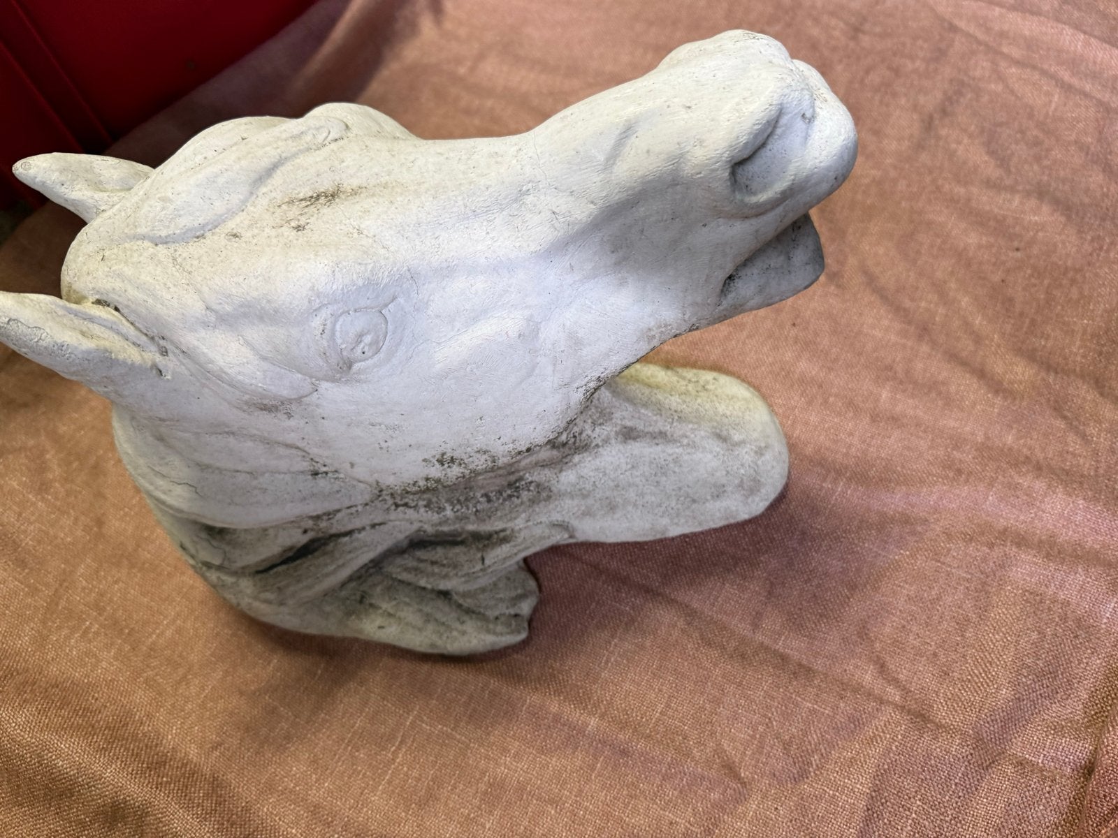 Vintage Paardenhoofd Sculptuur - Steen/Keramiek, Antiek en Kunst, Ophalen of Verzenden, Zoogdier, 20 - 50 cm, Beeld