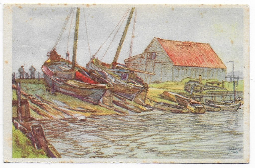 Bunschoten Spakenburg Ansichtkaart uit 1948 (B6671 ), Ophalen of Verzenden, 1940 tot 1960, Gelopen