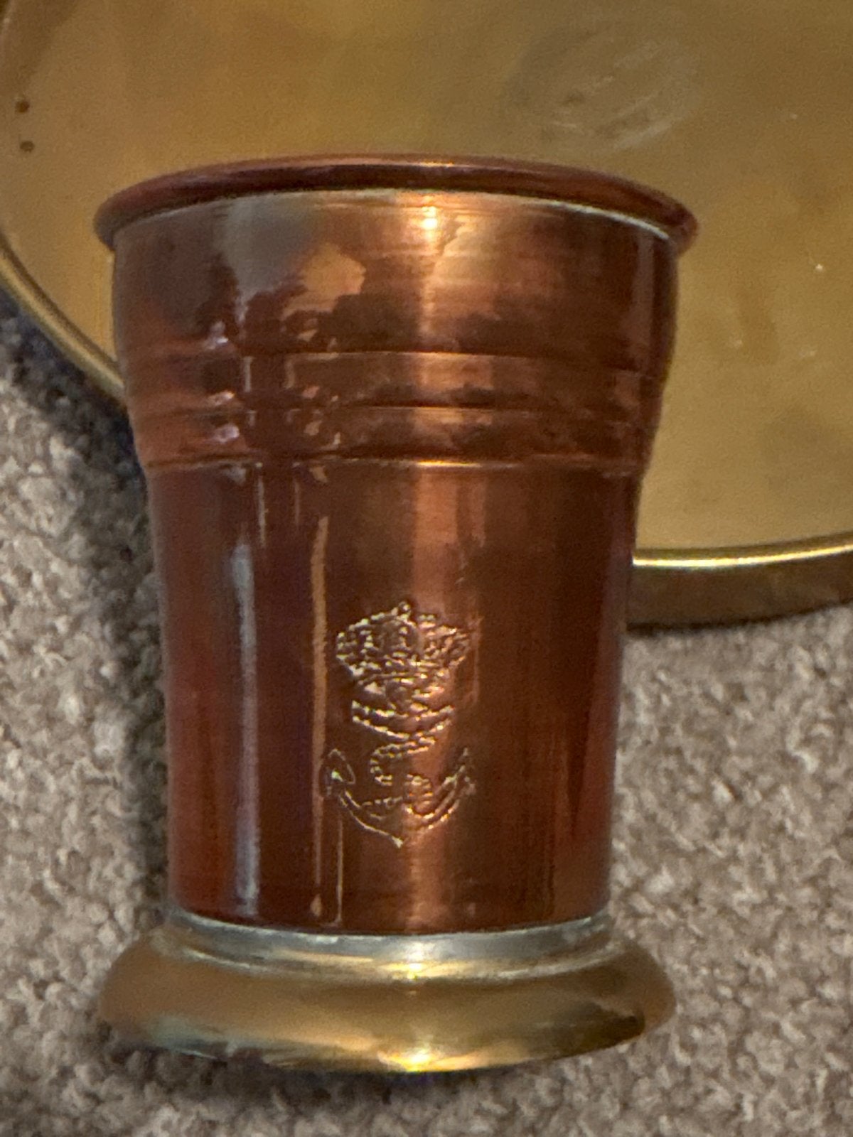Koperen en bronzen miniatuur mokken en dienblad, Antiek en Kunst, Ophalen of Verzenden, Koper