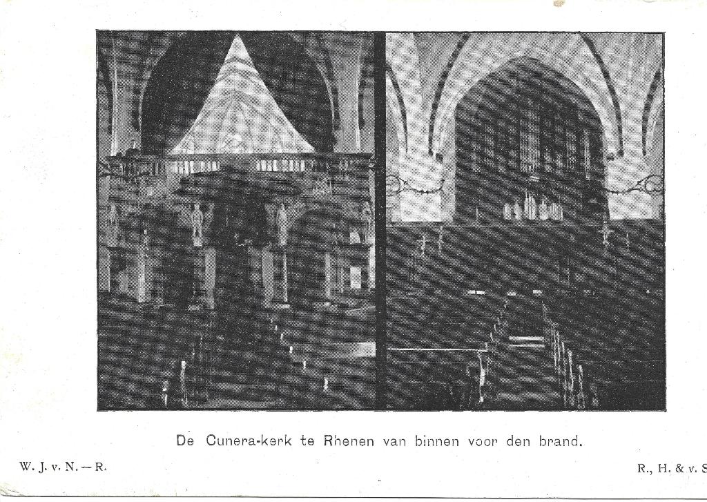 Rhenen Cunerakerk interieur orgel voor de brand van 1897, Ophalen of Verzenden, Voor 1920, Gelopen, Utrecht