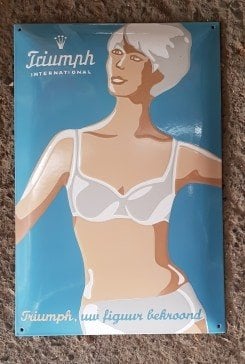 Triumph lingerie emaillen reclame decoratie bord retro, Reclamebord, Ophalen of Verzenden, Info@americansaleshop.nl, Maastricht