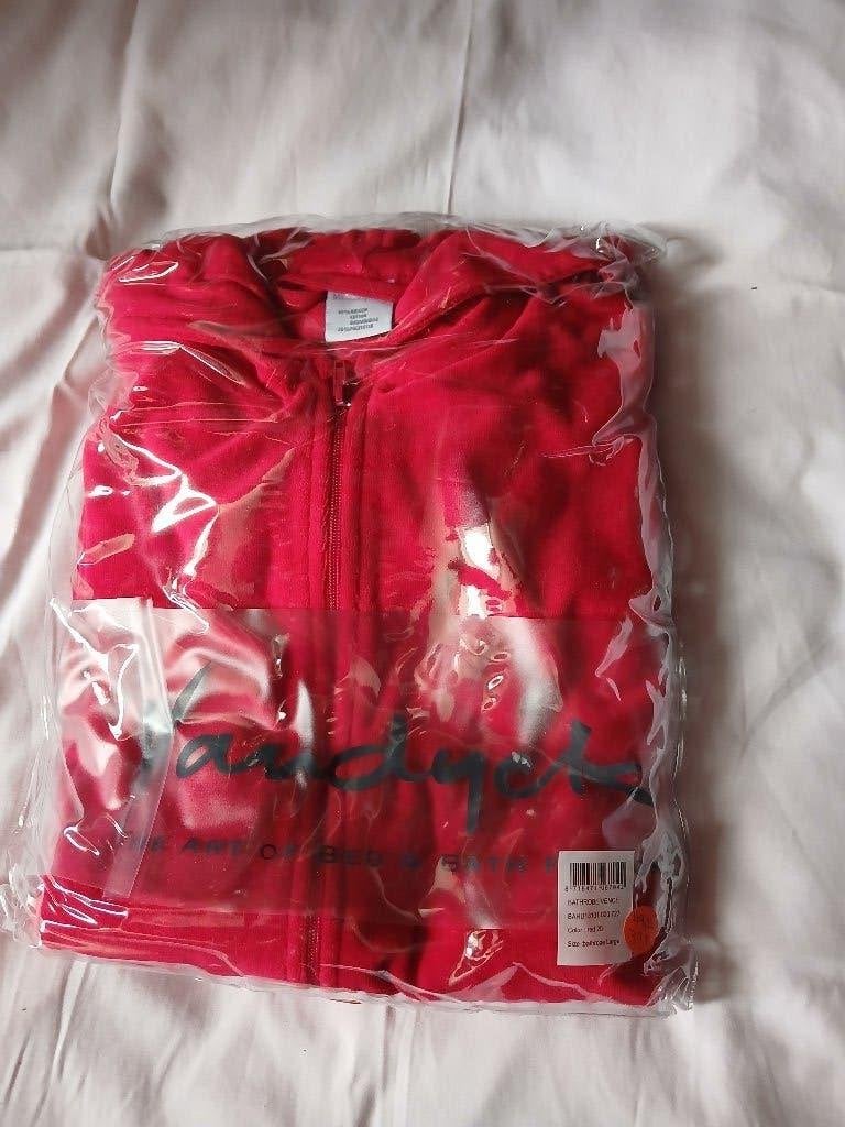 nieuwe rode zachte badjas van Vandyck bed en bad mode maat L, Ophalen of Verzenden, Rood, Maat 42/44 (L), Overige typen