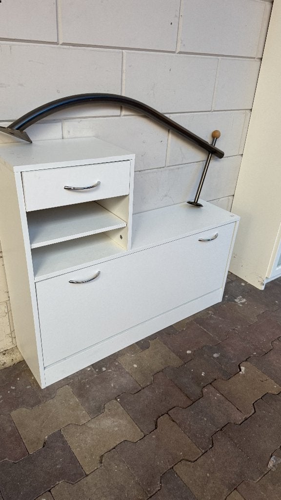 Witte schoenenkast met lade en opbergvakken, Huis en Inrichting, Kasten | Schoenenkasten, Verzenden, Gebruikt, Modern, functioneel