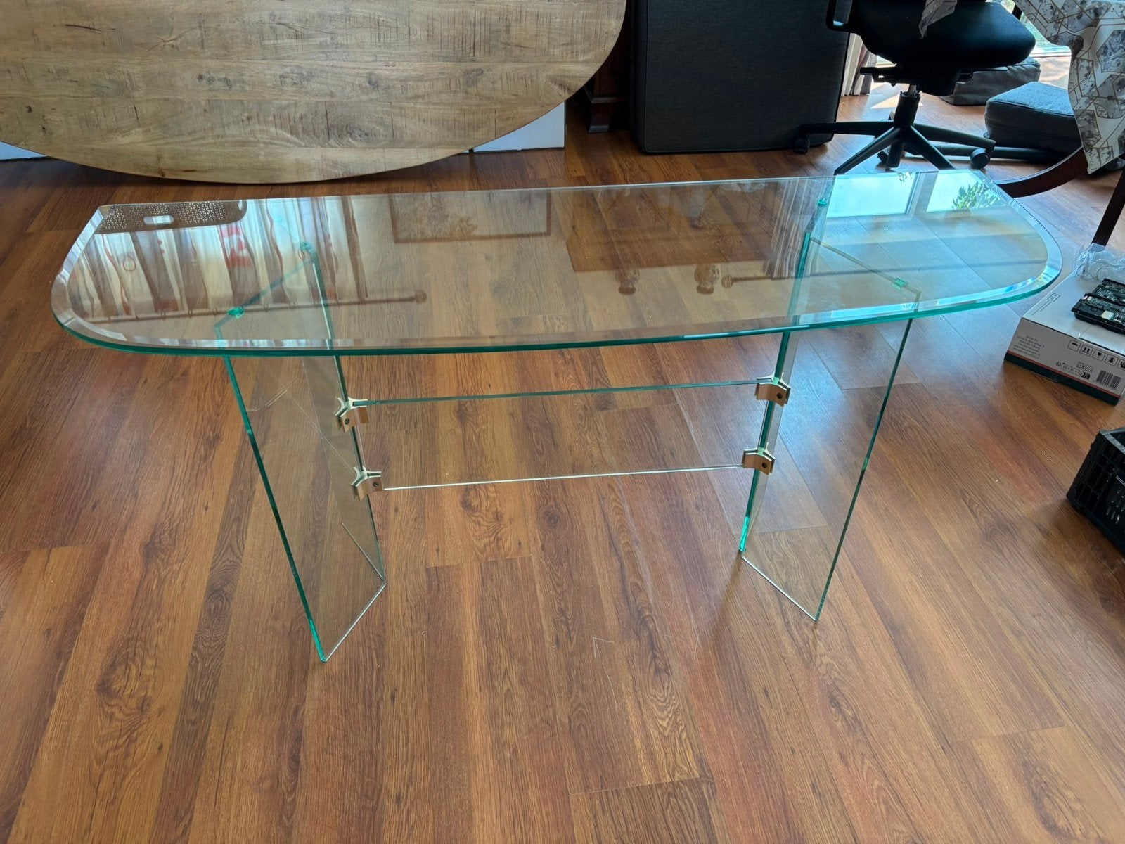Glazen sidetable / consoletafel, Ophalen, 50 – 75, Minder dan 50 cm, Gebruikt