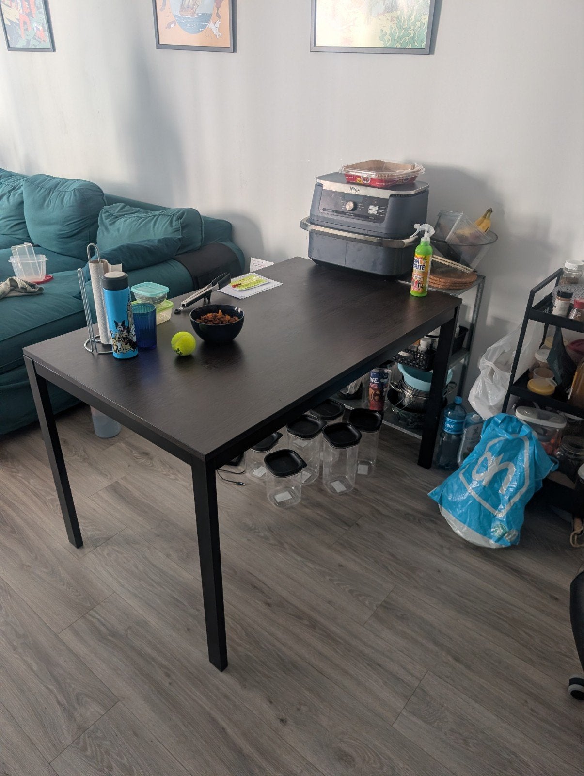 Uitschuifbare eettafel, donkerbruin, modern design, Gebruikt, 50 tot 100 cm, Vijf personen of meer, 150 tot 200 cm