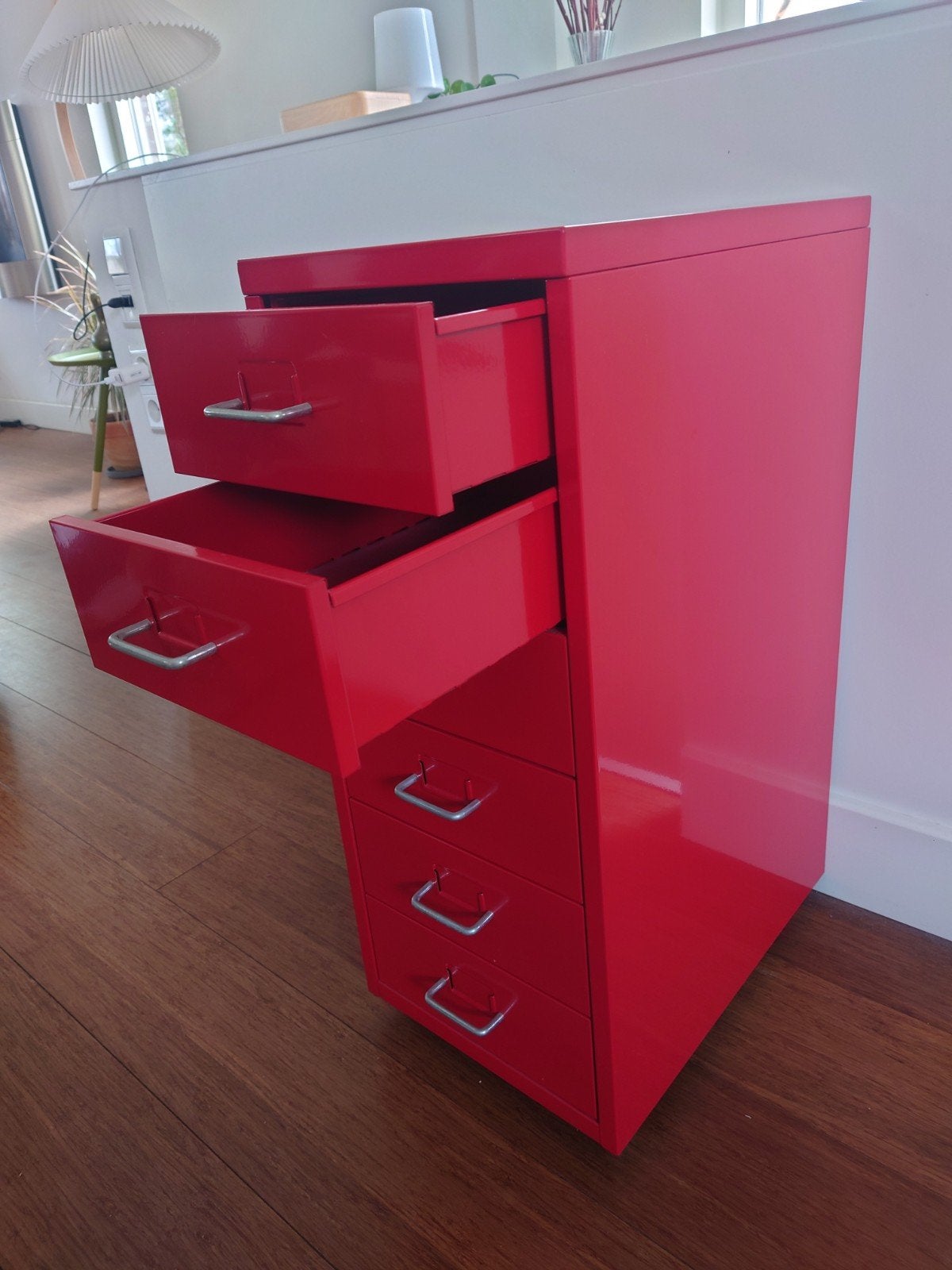 Rood metalen ladekastje, Huis en Inrichting, Kasten | Ladekasten, Ophalen, Minder dan 50 cm, 5 laden of meer, Minder dan 100 cm