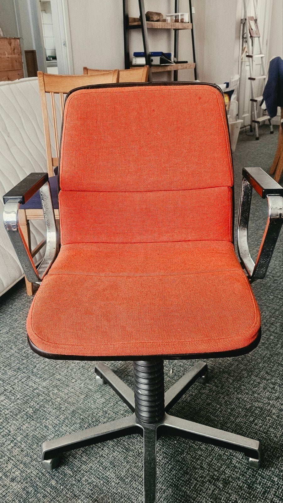 Vintage Bureaustoel Jaren '70 - Oranje Stof, Ophalen