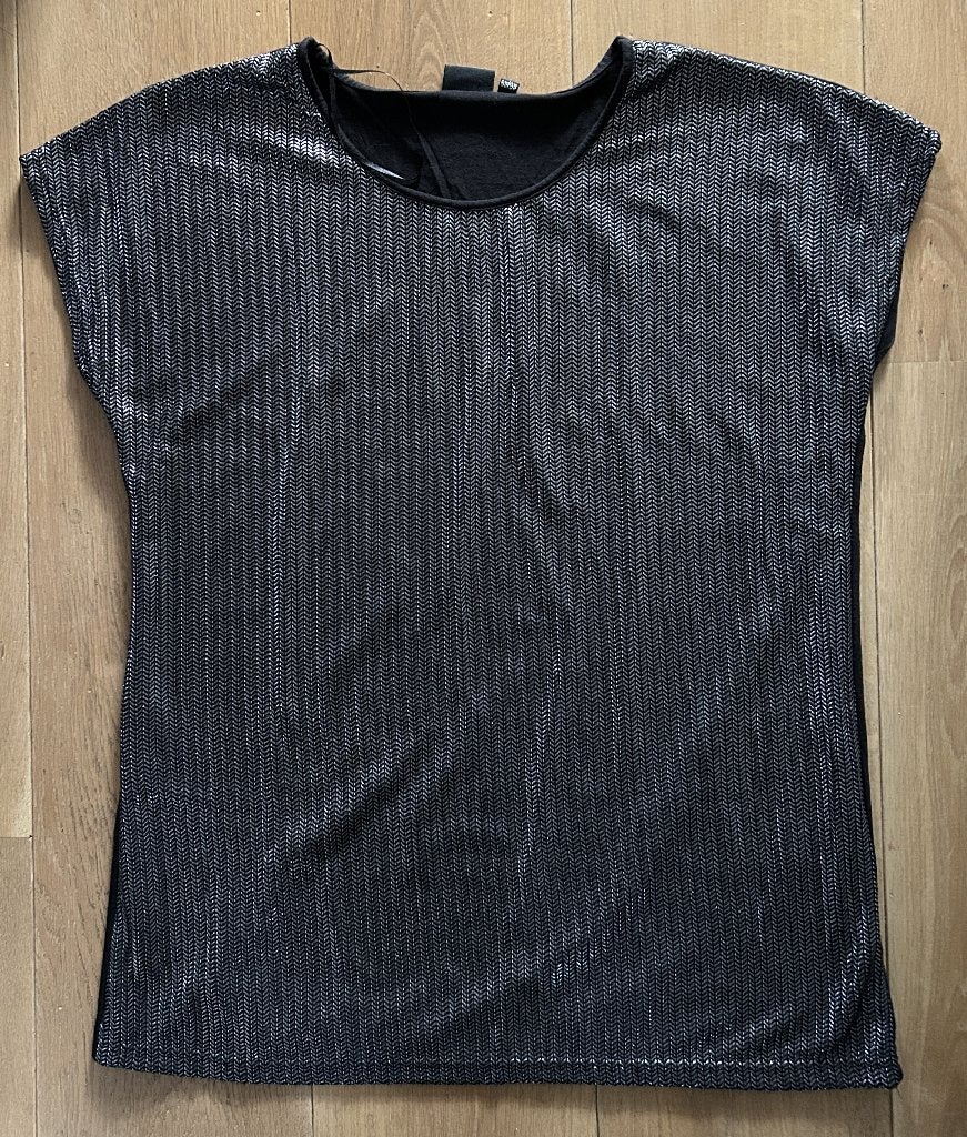 Wibra Party zwart / zilver top mt 46/48, Zwart, Maat 46/48 (XL) of groter, Ophalen of Verzenden, Zo goed als nieuw