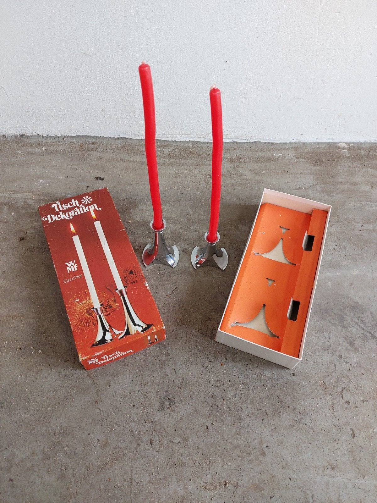 Set vintage WMF kandelaars incl. originele verpakking, Overige materialen, WMF, Onbekend, Ophalen of Verzenden