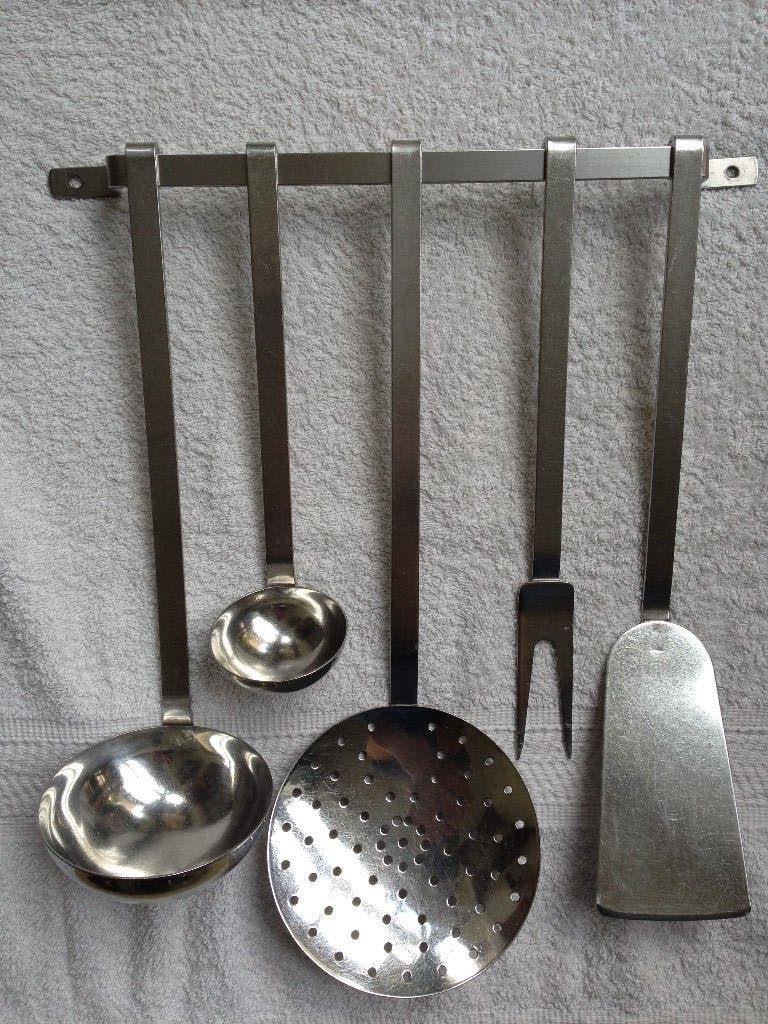 💖Vintage BK Lepelrek met 5 Keukengerei van RVS., Ophalen of Verzenden