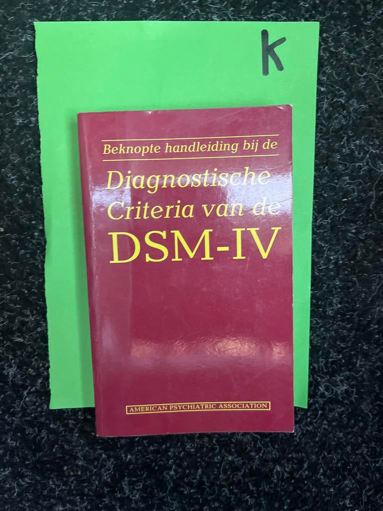 Beknopte handleiding bij de Diagnostische Criteria DSM-IV, Ophalen of Verzenden, Zo goed als nieuw, Klinische psychologie