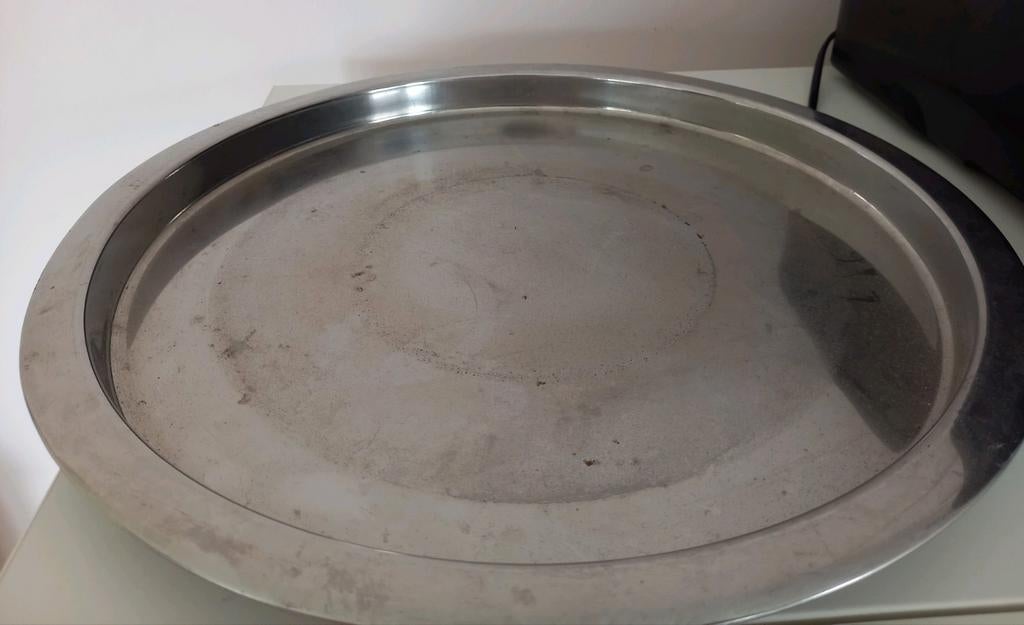 Ikea serveerblad diameter 38 cm zilverkleur, stainless steel, Ophalen of Verzenden, Rond, Schaal